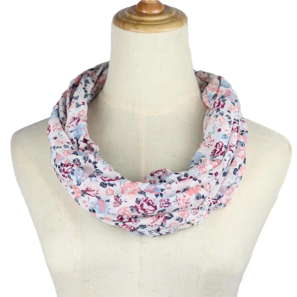 

Women ring scarf Floral rose Flower Snood infinity Scarves Ladies Twill Viscose Infinity loop Scarfs