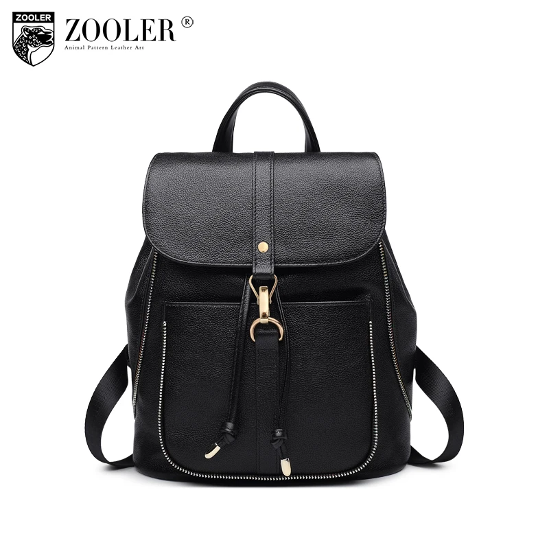 

ZOOLER cowhide leather backpack genuine leather bag women leather backpack special metal hast button backpack fashion bag #J102