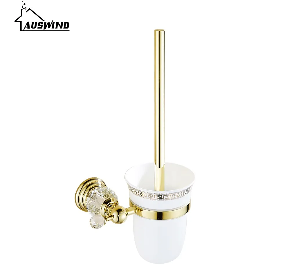 Цельные латунные аксессуары для ванной комнаты, золотые полированные ...