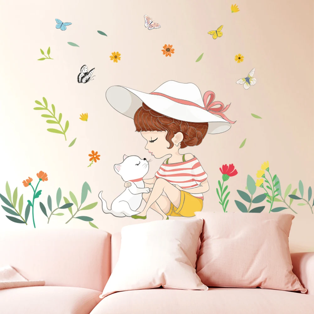 Cute girls Wall Stickers For living room Decoration DIY Removable