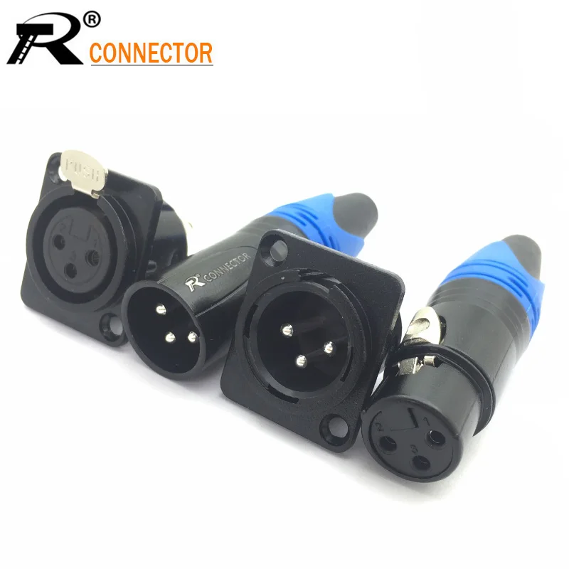 5 компл./Лот 3 контактный разъем XLR шт. штекер + гнездо полюсный переходник для