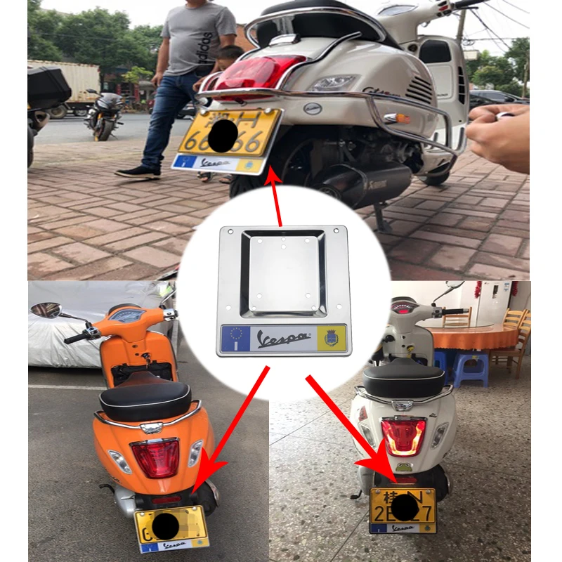 KODASKIN License Plate Holder Support for Piaggio VESPA Scooter GTS GTV