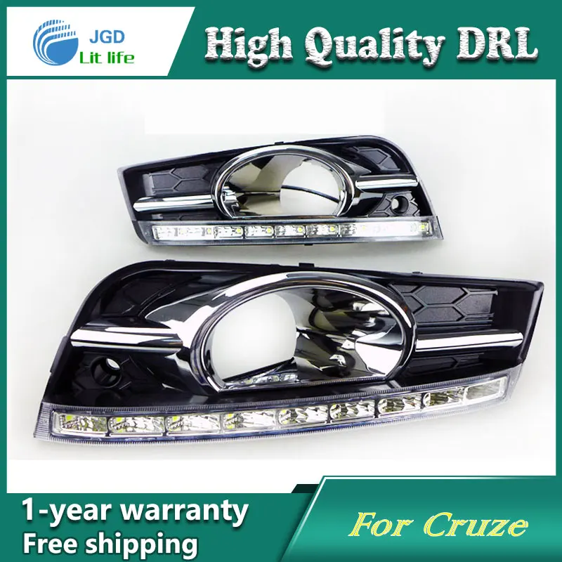 

Free shipping !12V 6000k LED DRL Daytime running light case for Chevrolet Cruze fog lamp frame Fog light Car styling