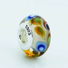Подходит для Pandora шармы браслеты муранские стеклянные бусины 925 стерлингового серебра ювелирные изделия