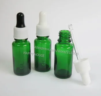 

360 x 15ml Green Boston Round Glass Bottles with Dropper,1/2oz Glass Dropper Bottle For Eessentail Oil Use