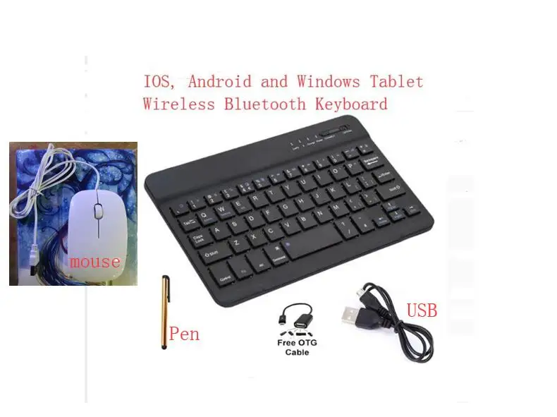 8inch Keyboard Mouse Универсальная клавиатура для планшета, ноутбука, iPad, Поддержка IOS, Android, Windows, Беспроводная Bluetooth клавиатура, чехол 7/8/9,7/10,1 дюймов - Цвет: 8inch Keyboard Mouse