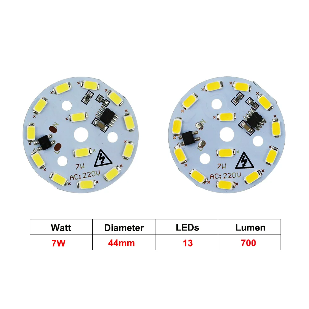 10 шт. светодиодный светильник, источник 220 В, интегрированный IC драйвер, светодиодный светильник 3 Вт 5 Вт 7 Вт 10 Вт 12 Вт 15 Вт 18 Вт 24 Вт 36 Вт 5730 SMD для дома, светильник ing JQ - Испускаемый цвет: 7W 44mm