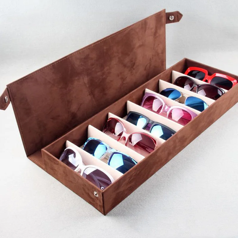 High Quality Glasses Case 8 Slot Grids Eyeglass Sunglasses Glasses Storage Display Grid Stand Case Box Holder Glasses Organizer