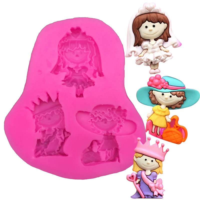 

Princess Bride girl Shape fondant silicone mold kitchen baking chocolate pastry candy Clay making cupcake decoration tools F0119