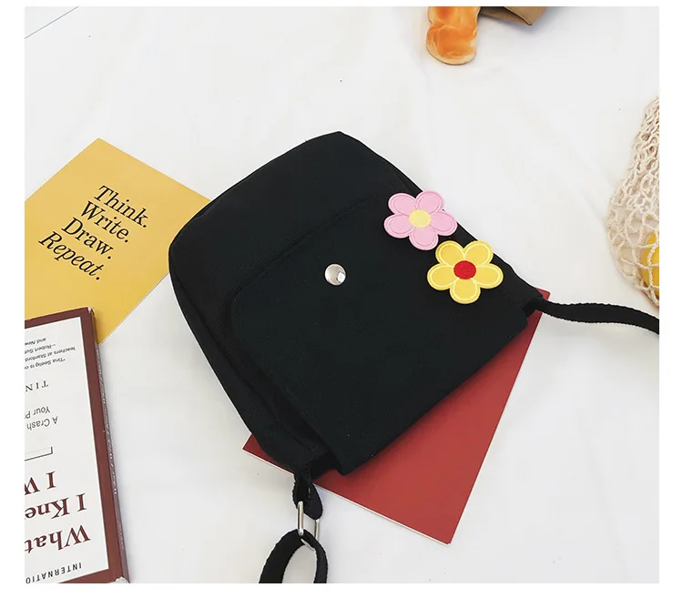 Harajuku Женская холщовая однотонная корейская модная Повседневная мини сумка на плечо женские сумочки унисекс с клапаном