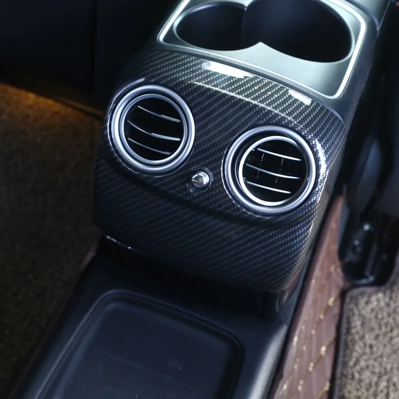 Углерода Волокно Стиль для Mercedes Benz E Class W213 ABS Пластик сзади ряд подлокотник коробки AC Vent Обложка отделка Автомобиля Интимные аксессуары