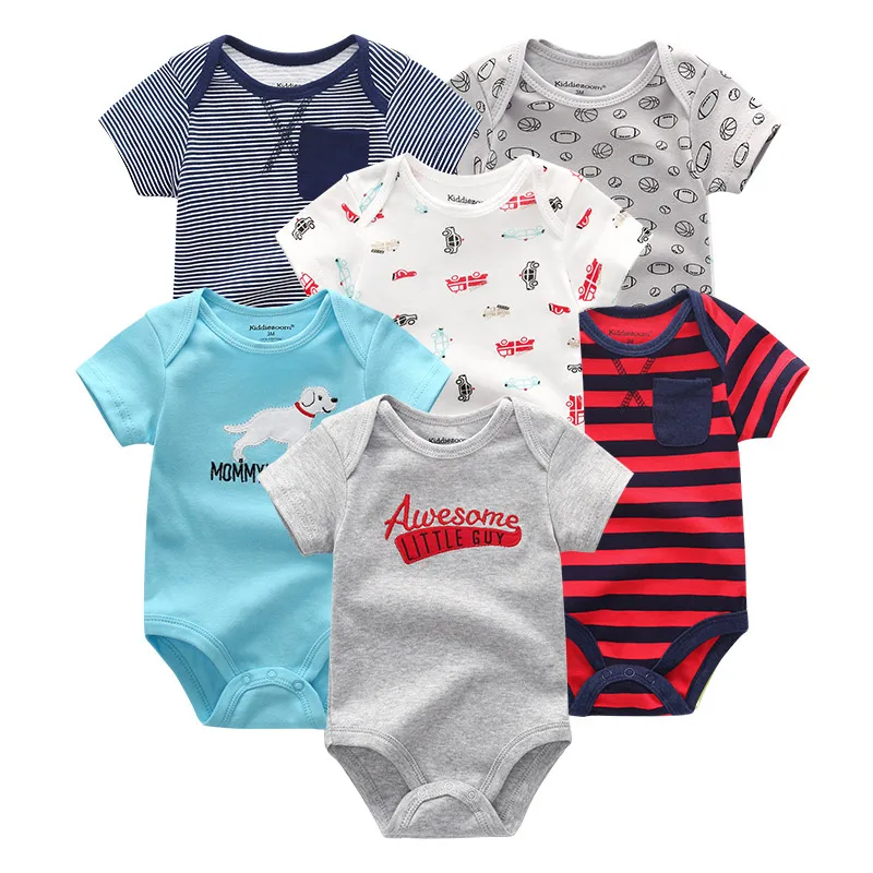 6 Pcs/lot Uniesx Summer Newborn Baby Rompers 100%Cotton baby clothing set Roupas de bebe Baby boy girl Clothes