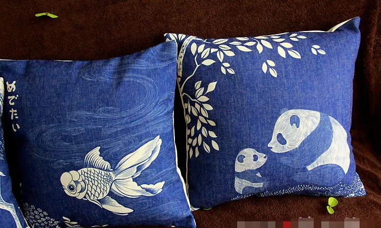 Fish Deer Cartoon Animals Geometric Pillow Cover Cartoon Thick Linen Cushion Cover Home decorative Pillow Case Rabbit