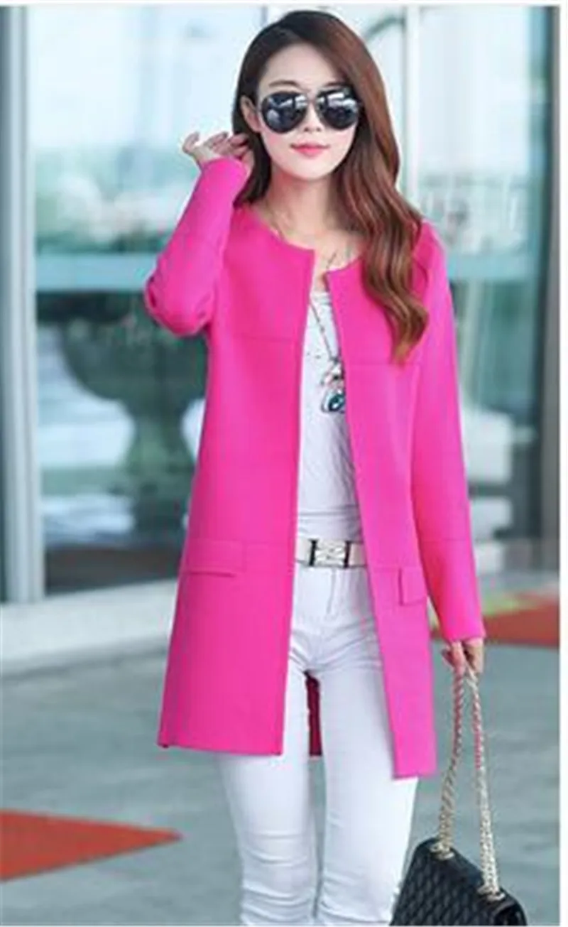 Длинный женский кардиган, модный осенний зимний стиль, длинный рукав, Свободный вязаный свитер, кардиганы, женские свитера, длинное пальто Y2700 - Цвет: rose