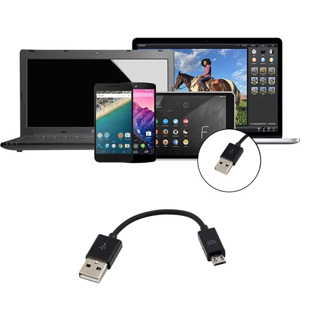 Легкий универсальный 10 см USB 2,0 A к Micro B Синхронизация данных зарядный кабель для сотовый телефон ПК ноутбук мужской к Мужской кабель