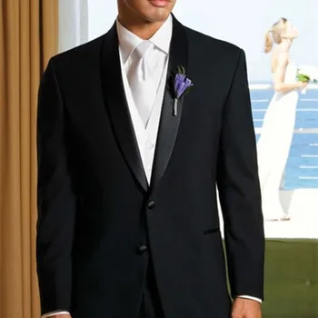 

Classic Black Mens Dinner Party Prom Suits Groom Tuxedos Groomsmen Wedding men Suit Sets 2017 Tailored (Jacket+Pants+Vest+Tie)