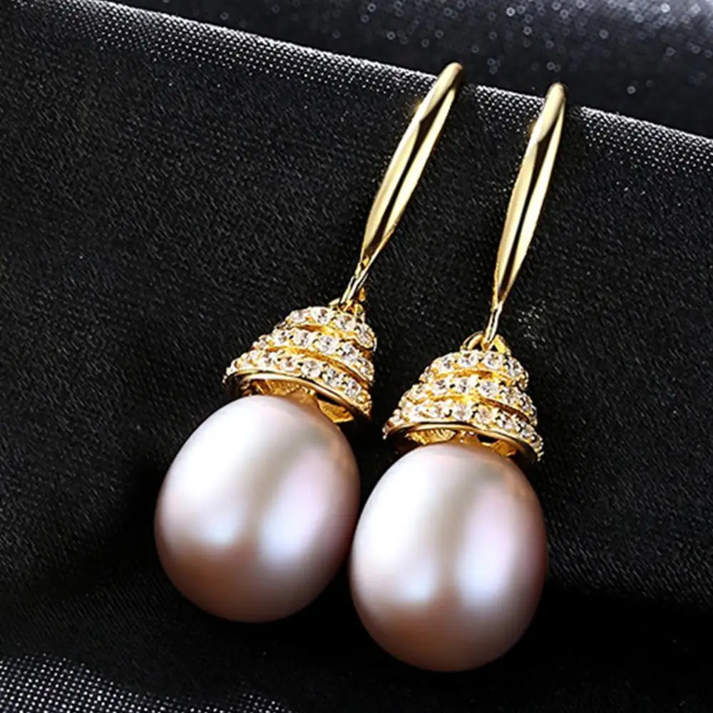 

Pearl earrings 925 sterling silver drop earrings freshwater pearl earrings for women luxury Gold earrings pearl Jewelry