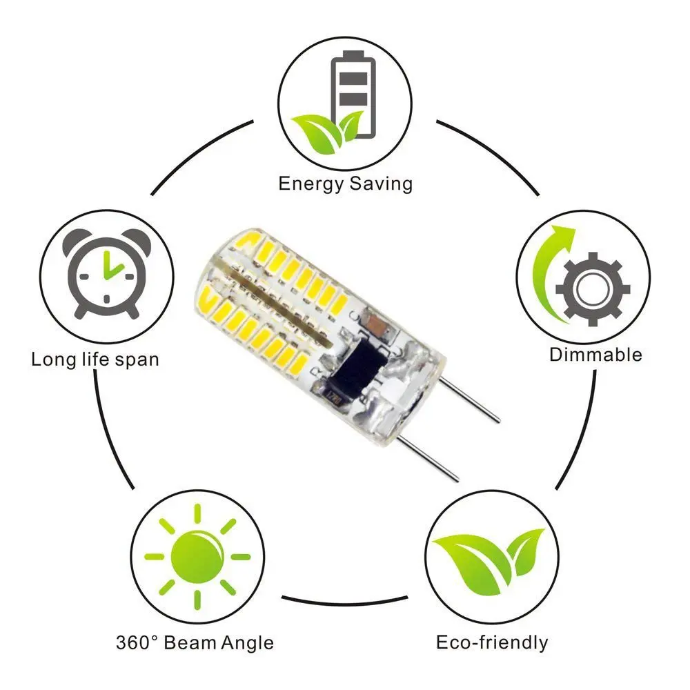 Новые светодио дный G8 светодиодные лампы, затемнения 3000 В в 3 Вт теплый белый 110 К, 64X3014 SMD экономия энергии лампочки (Вт 20 Вт галогенные