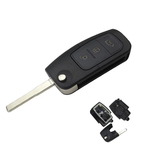 OkeyTech флип ключи оболочки для Ford Focus Mk2 Mk3 Mk4 2 Fiesta Mondeo Ranger, Fusion S Max 2 кнопки FO21 HU101Blade - Цвет: 3 button