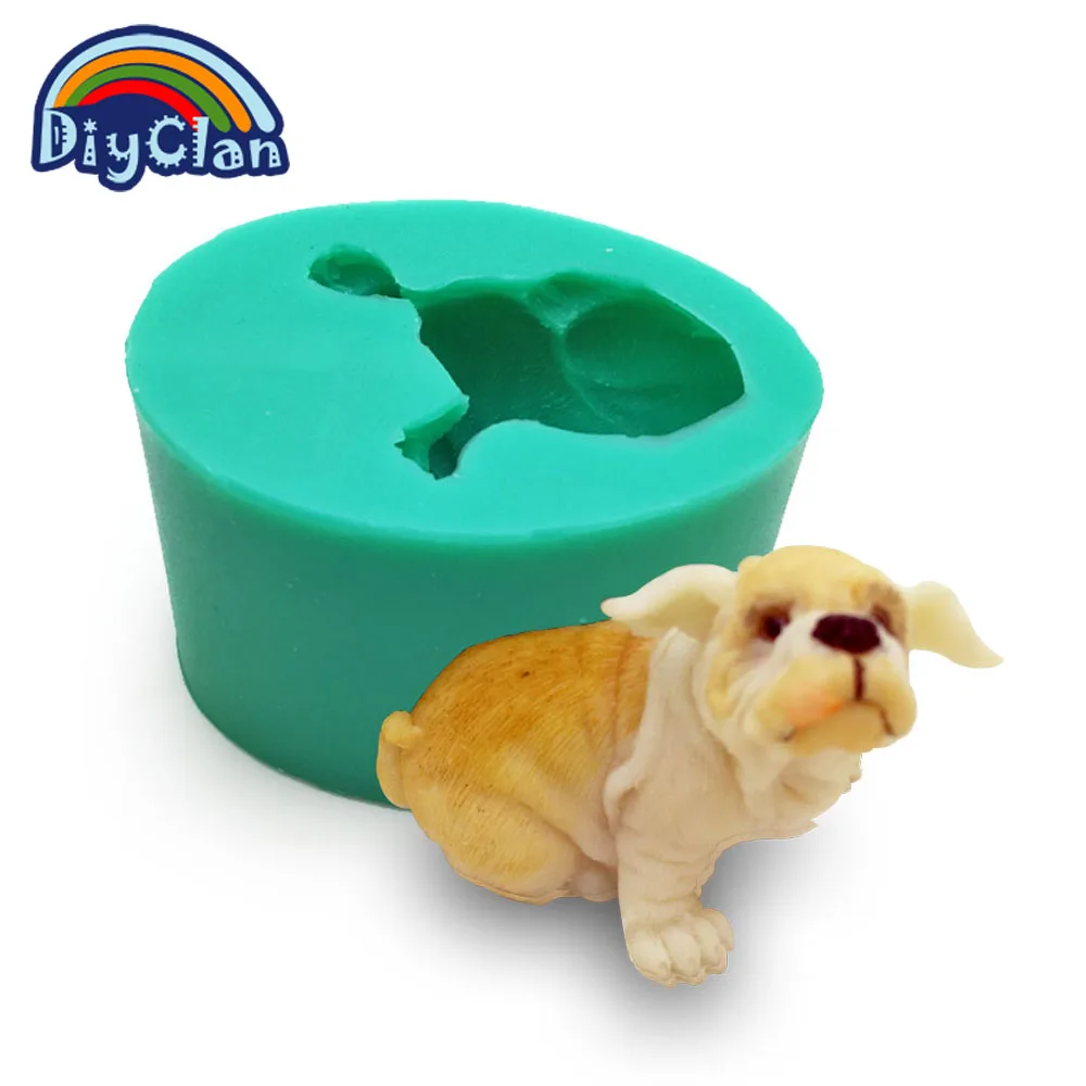 New 3D Dog shape silicone clay molds handmade plaster animal candle