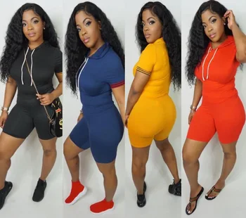 

Spring Summer Women Two Piece Set Top and Pants Plus Size Outfits Tracksuit Sweatsuit Hooded Hoodie Shorts Sets Casual