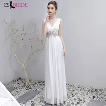 Вечернее платье Новое Белое платье простое сексуальное двойное плечо Глубокий V шоу тонкое платье принцессы платья для особых случаев ES2412