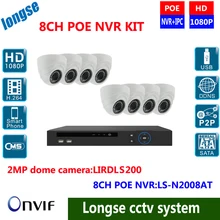 8CH POE NVR Kit ,Multi-language NVR Security CCTV System Onvif H.264, 8pcs Realtime 2.1MP POE IR Network Camera