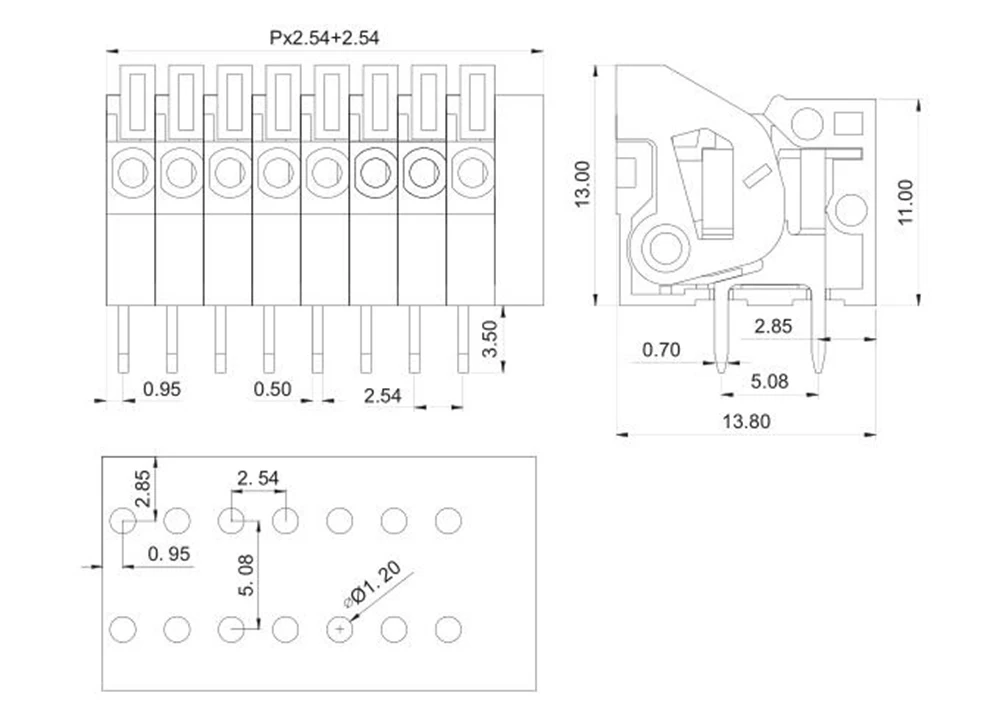 Клеммная колодка PCB Spring шаг 2 54 мм прямоугольный 141R 2.54 IEC130V6A CE Rohs UL150V2A 26 20AWG|terminal