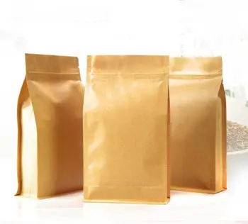 

12*22+6 1000pcs stand up brown Ziplock kraft paper bags boxes recyclable for wedding/Gift/Food/Candy Package Paper Box