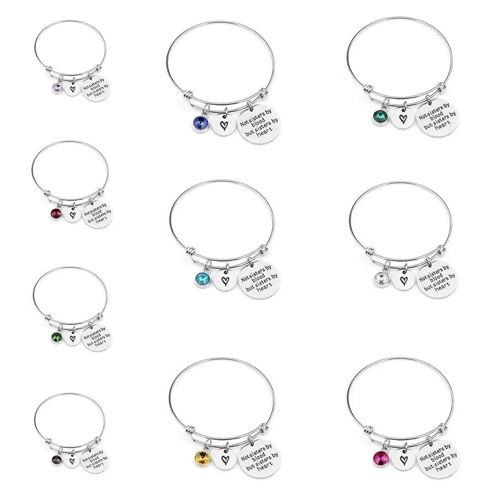 

2019 New Bracelets Not Sisters of Blood, but Sisters Heart Stainless Steel Bangle Charms Women Friendship Bracelets
