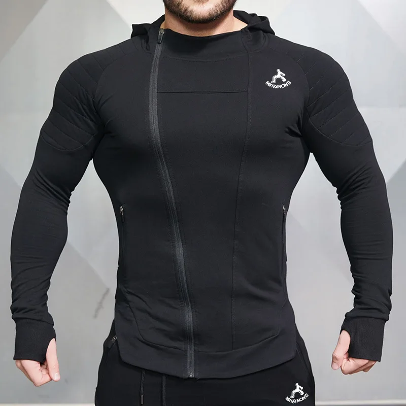 Mens Muscle Sport Jackets Hoodie Singlets Sweatshirts Mens Hoodies Stringer Bodybuilding Fitness Male Running Workout Jacket