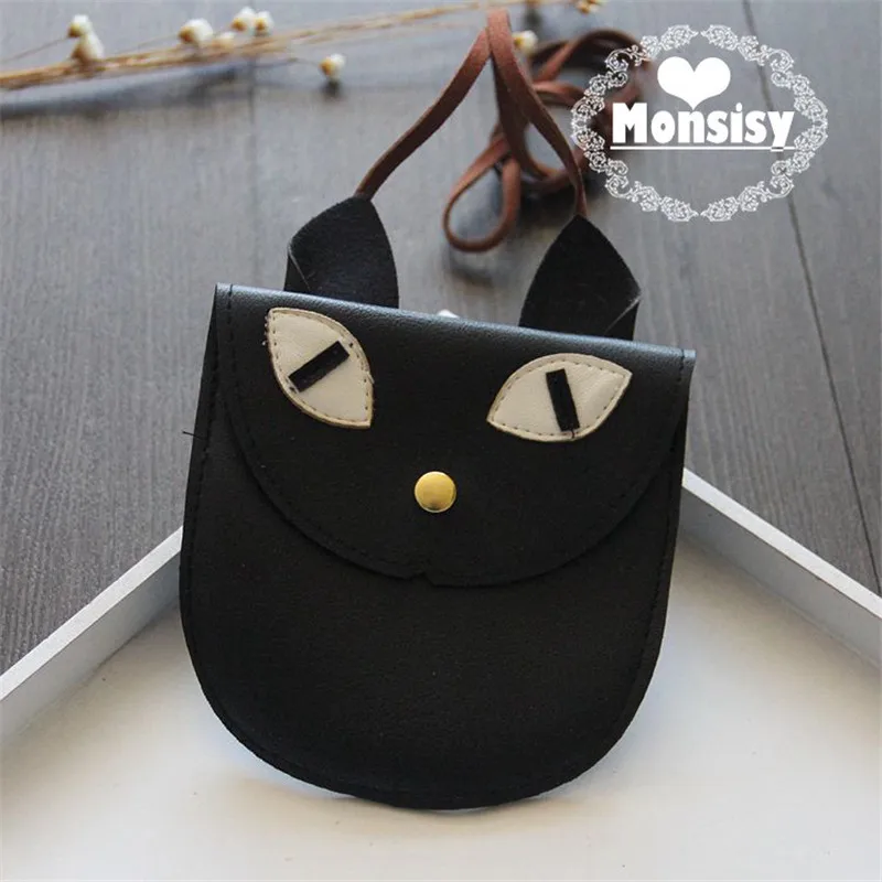 Monsisy Детский кошелек для девочек, кошелек для монет, Детская сумка, маленькая сумочка для денег и монет, 25 стилей, милая сумка для игрушек для малышей - Цвет: black cat