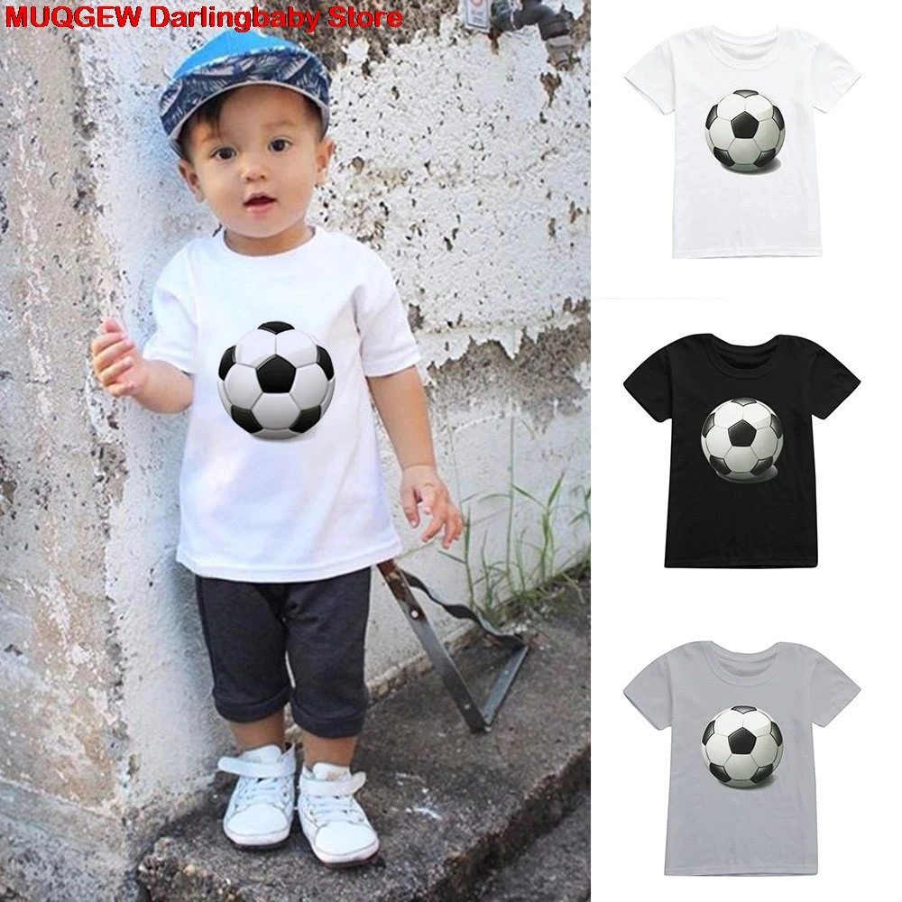 New Toddler Children Clothing Girls Boys T Shirt Football Soccer Printed Casual Summer Top