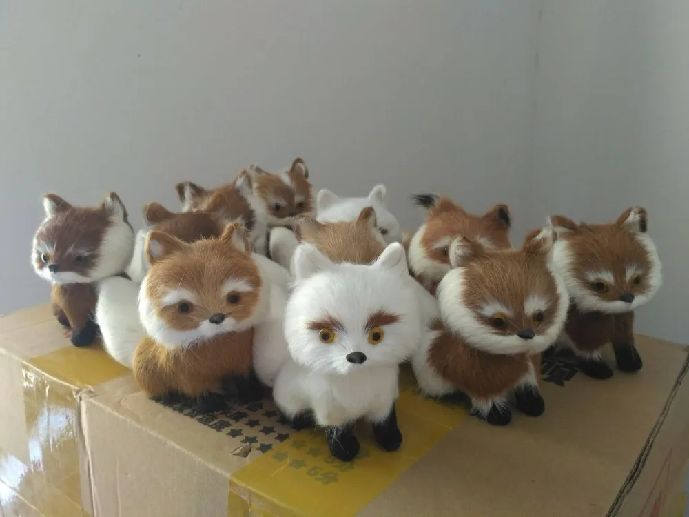10 pieces a lot simulation natural colours fox models new plastic&fur
