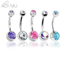 5 Pçs/lote Piercing Da Barriga da Jóia Do Corpo De Aço Cirúrgico Umbigo Anéis De Cristal Anéis Sexo Real Piercing No Umbigo Pircing Ombligo 16G