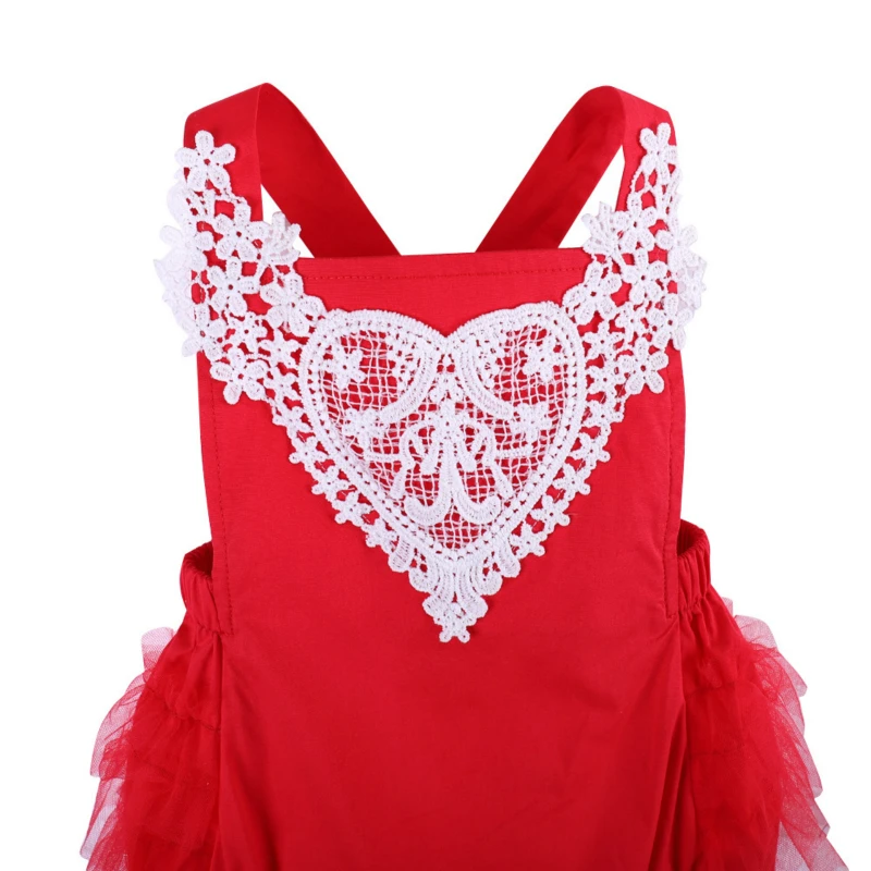 2018 Summer Newborn Bodysuits Sleeveless Carters Baby Girl Red Color Lace Jumpsuit Dress Baby Bodysuits