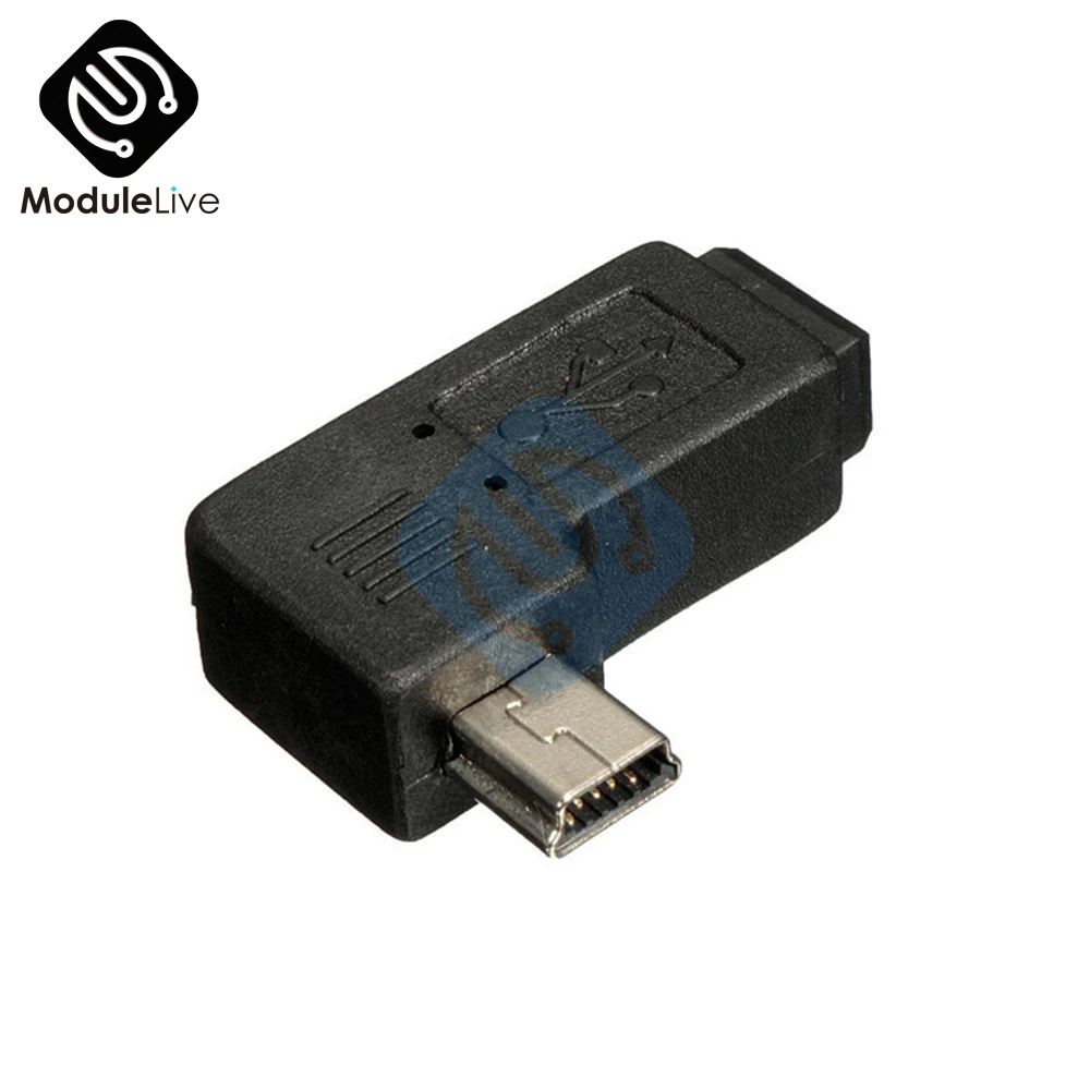 Мини светильник 1 шт. черный 5 штырьков штекер Micro USB гнездо 90 градусов адаптер