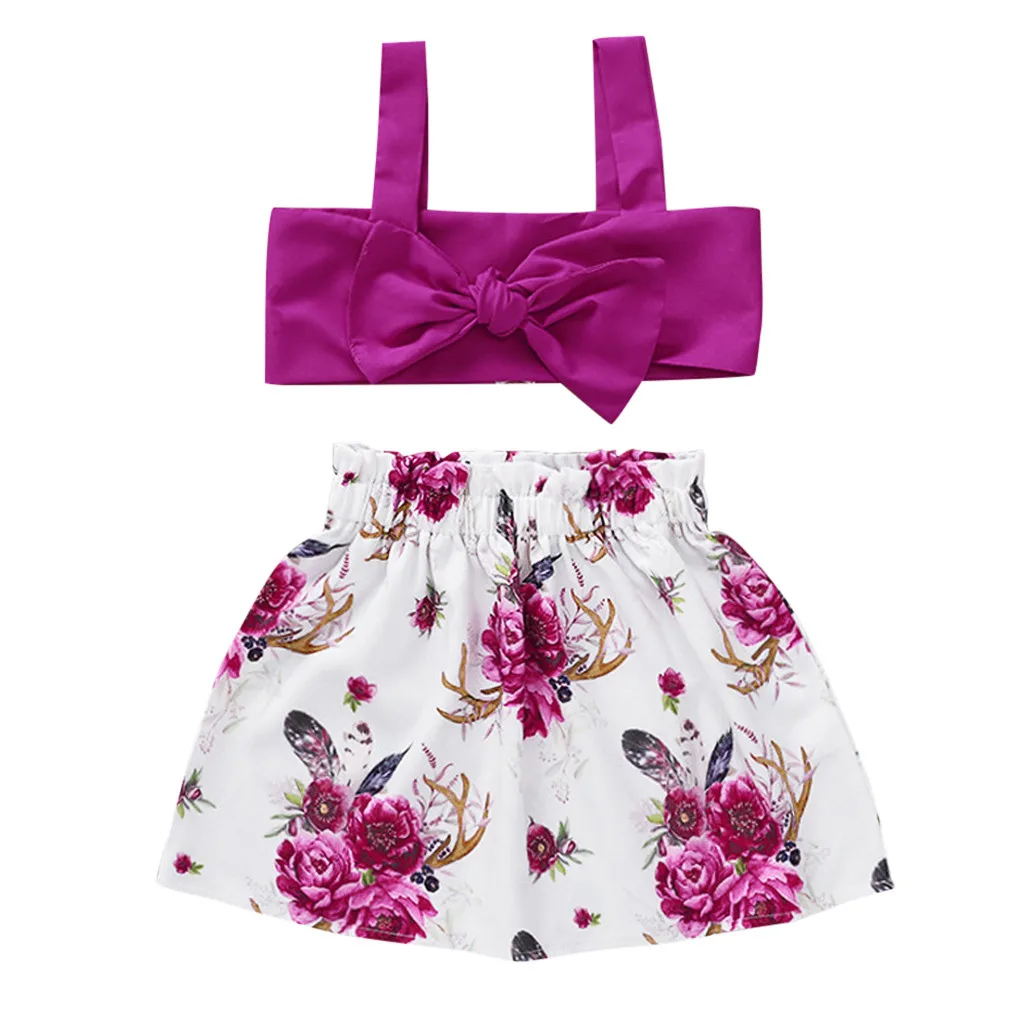 

SAGACE Children's Sets kid clothes swimsuit kids Children's Clothing summer sets girls kids Strap Tops Flower Floral 19May7