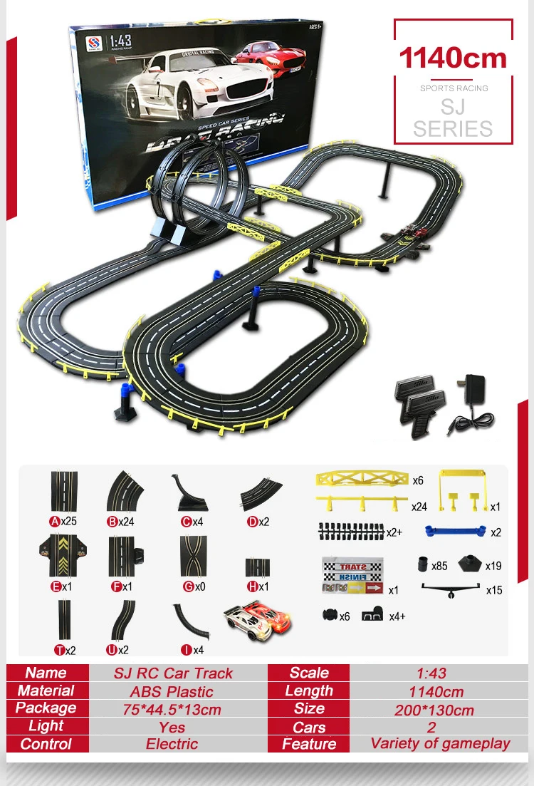 1:43 автомобиль трек Rc игрушка электрический проводной пульт дистанционного управления гоночная машинка DIY строительный трек гоночные интерактивные игрушки с 2 автомобилями