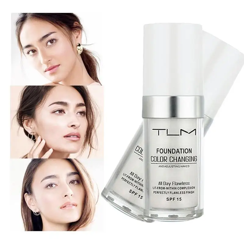 

30ml TLM Color Changing Liquid Face Foundation Womens Long Lasting Oil Control Whitening Concealer Professional Make Up Cream