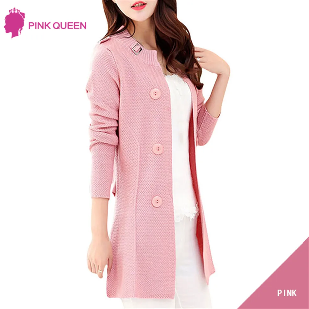 Pink Queen Europe Street Style Cardigans Knitted Sweaters 2016 Women Slim Oversized Cardigan Jacket Long Sweater Coats For Women