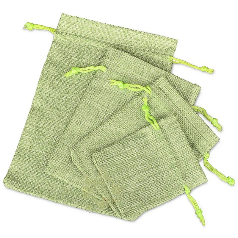 Large Drawstring Bag Natural Linen Portable Jewelry Storage Bag Festive Double Candy Bag