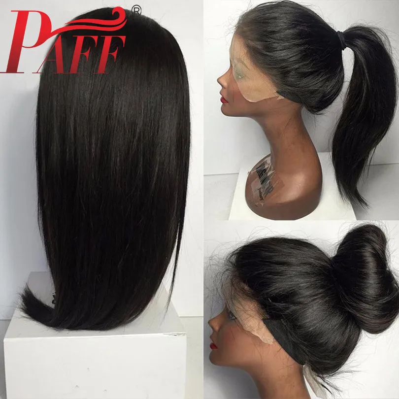 

PAFF Full Lace Human Hair Wigs Pre Plucked With Baby Hair Brazilian Remy Hair Straight Full Lace Wigs Bleached Knots Free Part