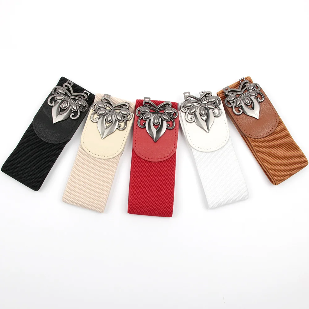 Новый Винтаж Дизайн ремень для Для женщин с алмазной пряжкой широкий эластичный стрейч пояс женские PU кожаные модные Джокер Пояса