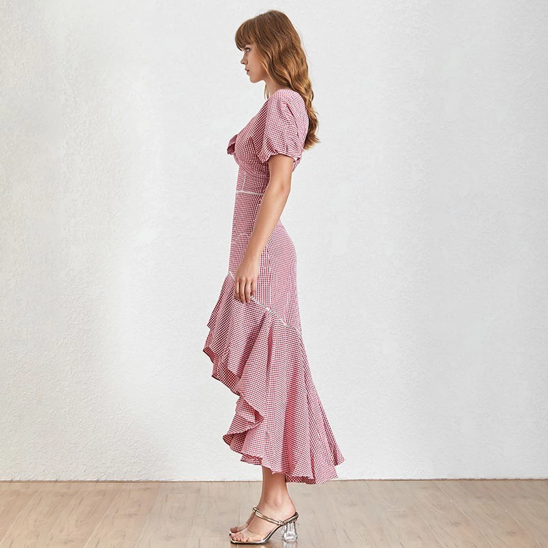 TWOTWINSTYLE-Vintage-Plaid-Women-Dress-V-Neck-Puff-Sleeve-High-Waist-Hollow-Out-Slim-Asymmetrical-Dresses (3)