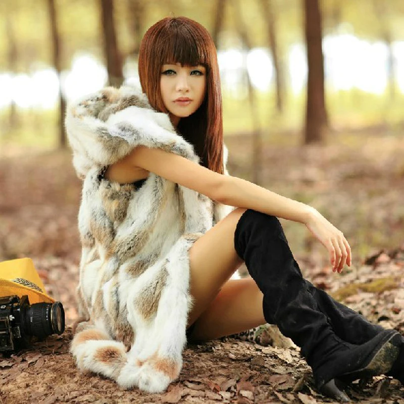 Женская облегающая зимняя меховая куртка с капюшоном | одежда