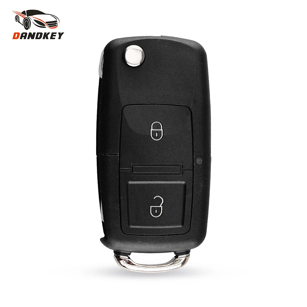 

Dandkey Flip Remote Key Case Shell For Vw VOLKSWAGEN MK4 Bora Golf Passat Polo Alhambra Touran 2 Bunttons Folding Key With logo