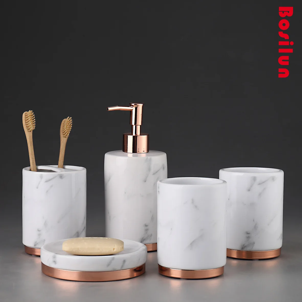 Bathroom Accessories White Ceramics Sets Soap Dispenser Shower Cup Holder Toothbrush Holder 5pcs Ceramic Bathroom Set Bathroom Accessories White Ceramics Sets Soap Dispenser Shower Cup Holder Toothbrush Holder 5pcs Ceramic Bathroom Set