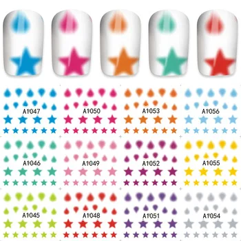 YZWLE 2017 New Dripping Stars Fluorescent Blush Sticker Nail Art Tattoo 12pcs/Sheet A1045-1056