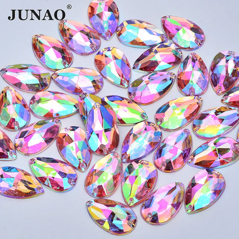 JUNAO 17x28 мм большие кристаллы красный фиолетовый AB Стразы плоские драгоценные